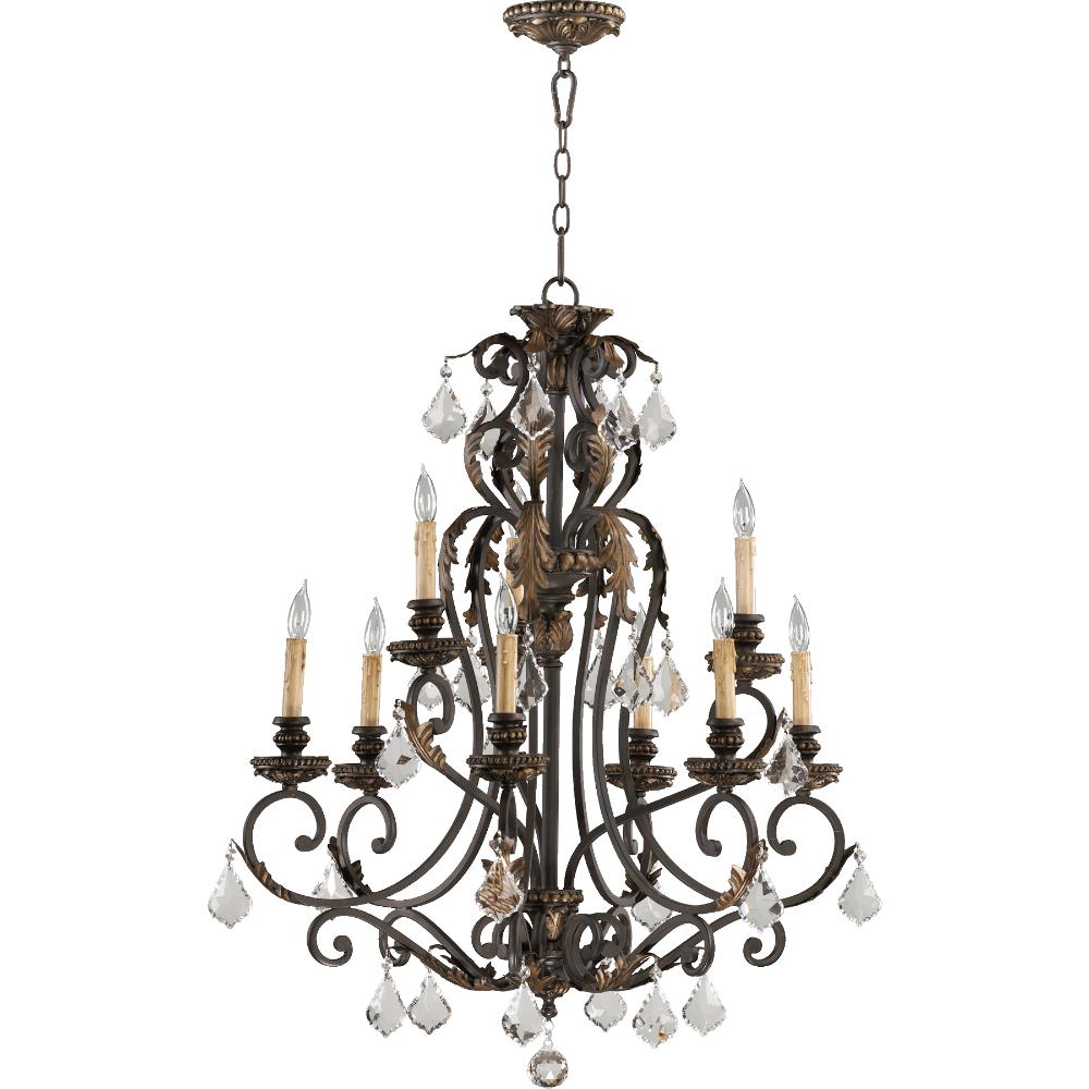 Quorum International 6157-9-44 Rio Salado Traditional Chandelier in Toasted Sienna With Mystic Silver