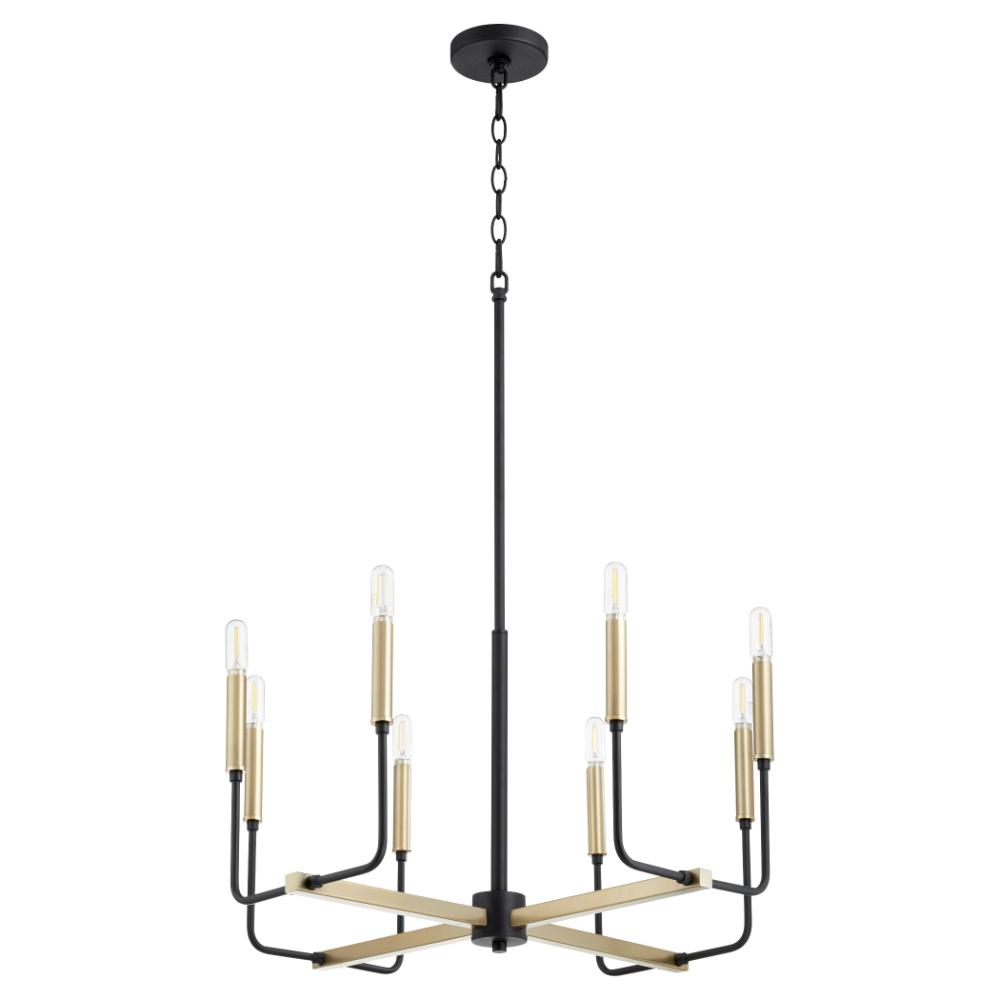 Quorum International 631-8-6980 Lacy Soft Contemporary Chandelier in Textured Black w/ Aged Brass