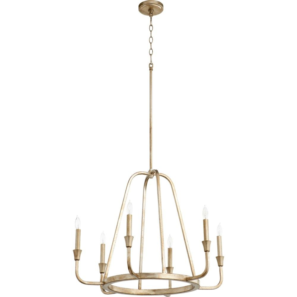 Quorum International 6314-6-60 Marquee Traditional Chandelier in Aged Silver Leaf