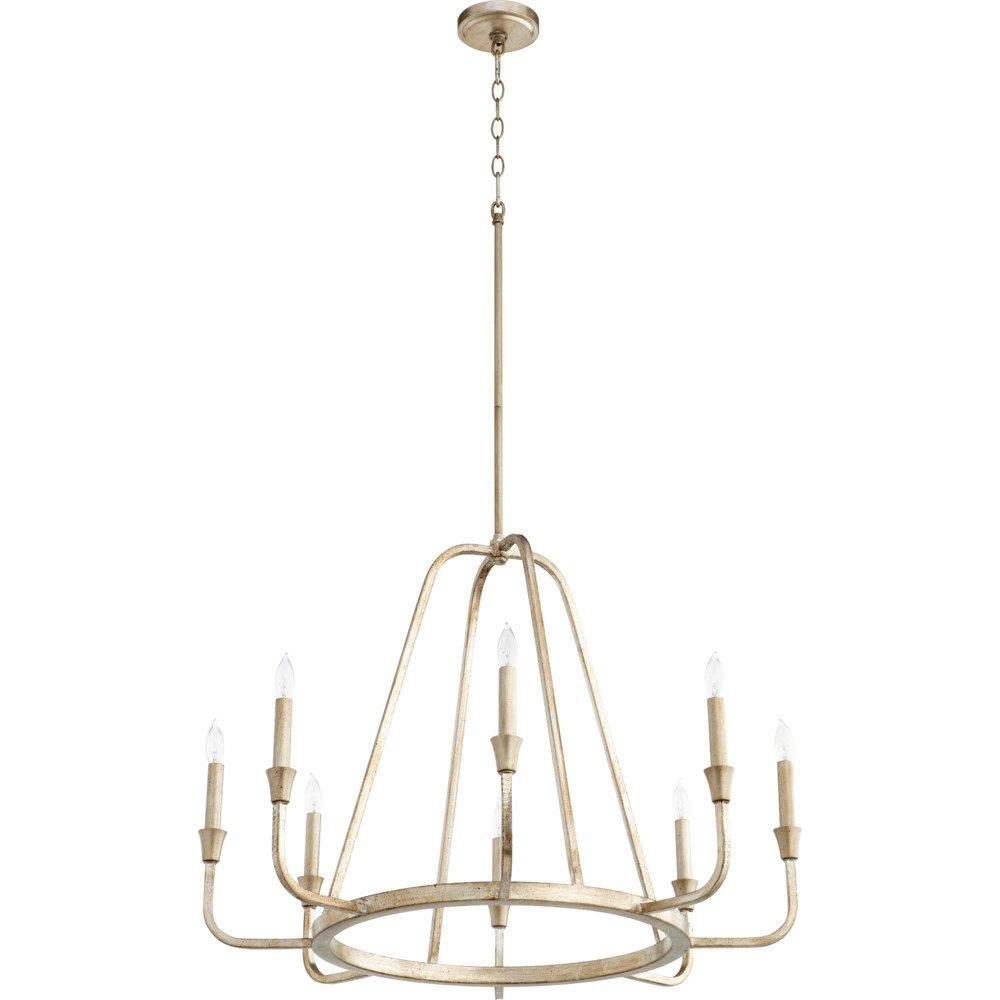 Quorum International 6314-8-60 Marquee Traditional Chandelier in Aged Silver Leaf
