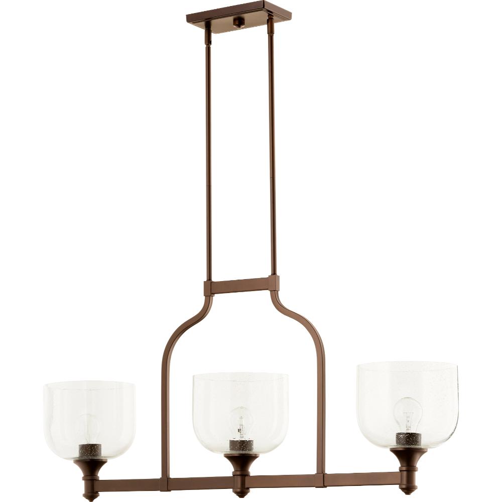 Quorum International 6511-3-186 Richmond Traditional Island Light in Oiled Bronze w/ Clear/Seeded