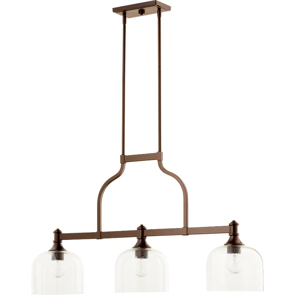 Quorum International 6611-3-186 Richmond Traditional Island Light in Oiled Bronze w/ Clear/Seeded