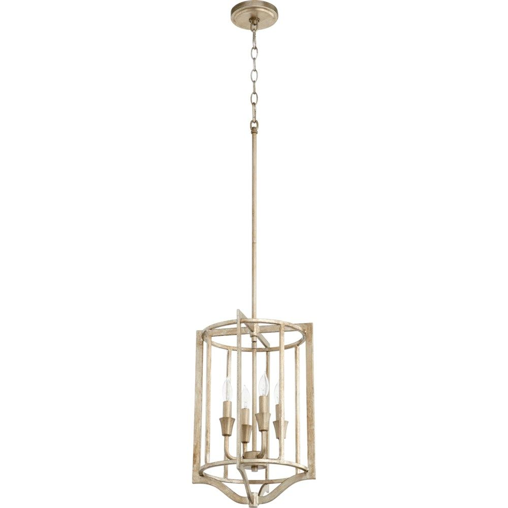 Quorum International 6814-4-60 Marquee Traditional Pendant in Aged Silver Leaf