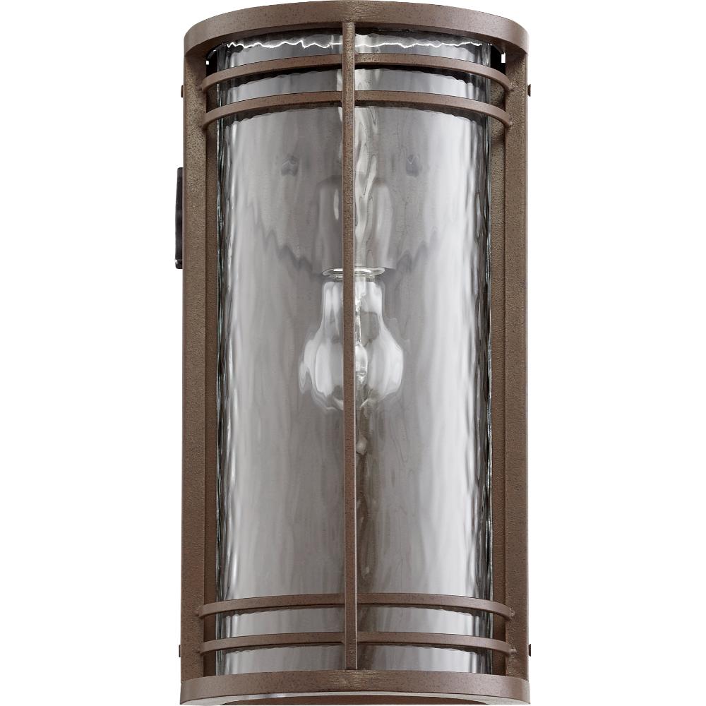 Quorum International 7916-186 Larson Transitional Wall Mount in Oiled Bronze w/ Clear Hammered Glass