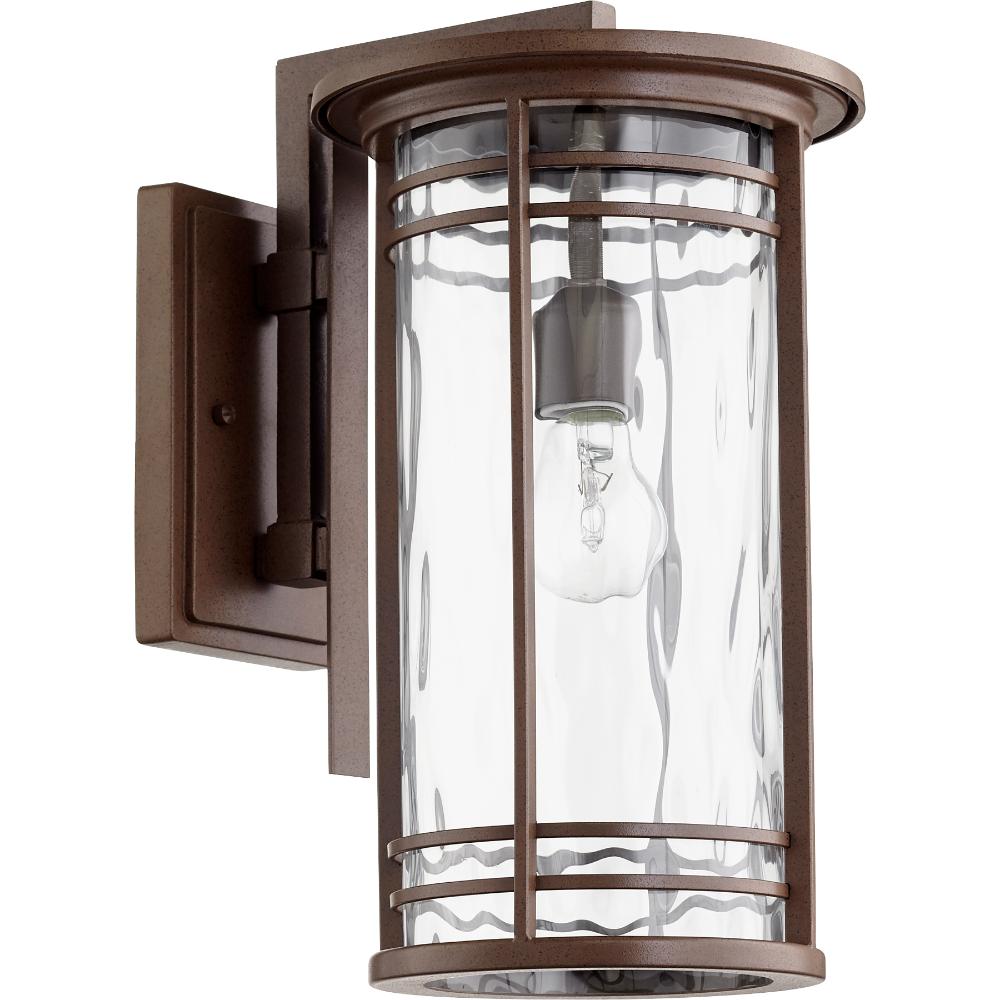 Quorum International 7916-9-186 Larson Transitional Wall Mount in Oiled Bronze w/ Clear Hammered Glass