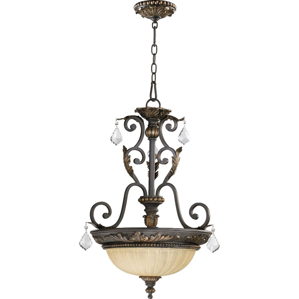 Quorum International 8057-3-44 Rio Salado Traditional Pendant in Toasted Sienna With Mystic Silver