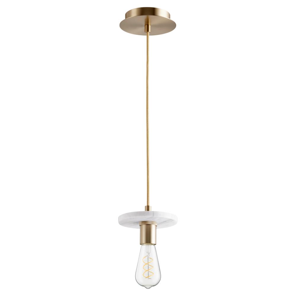 Quorum International 822-0680 Contemporary Pendant in Aged Brass w/ White Marble