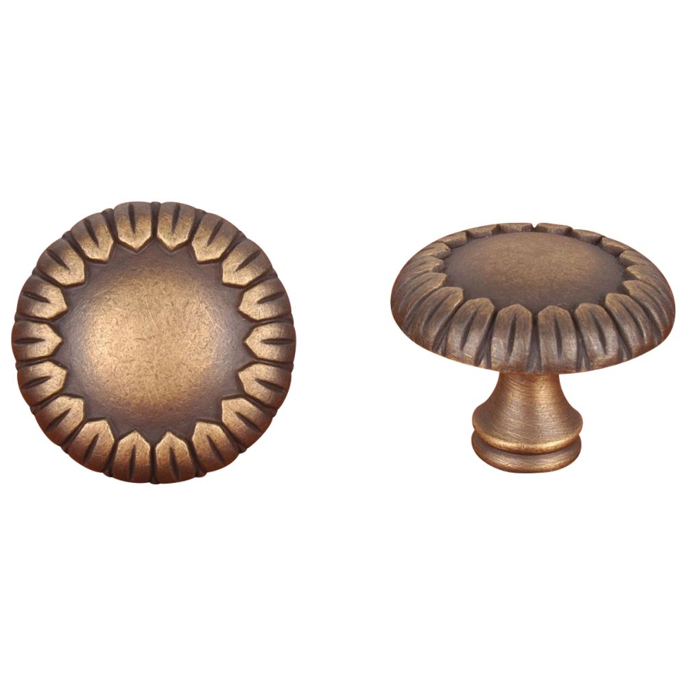 RK International CK 758 AE Contemporary Lined with Petals Cabinet Knob in Antique English