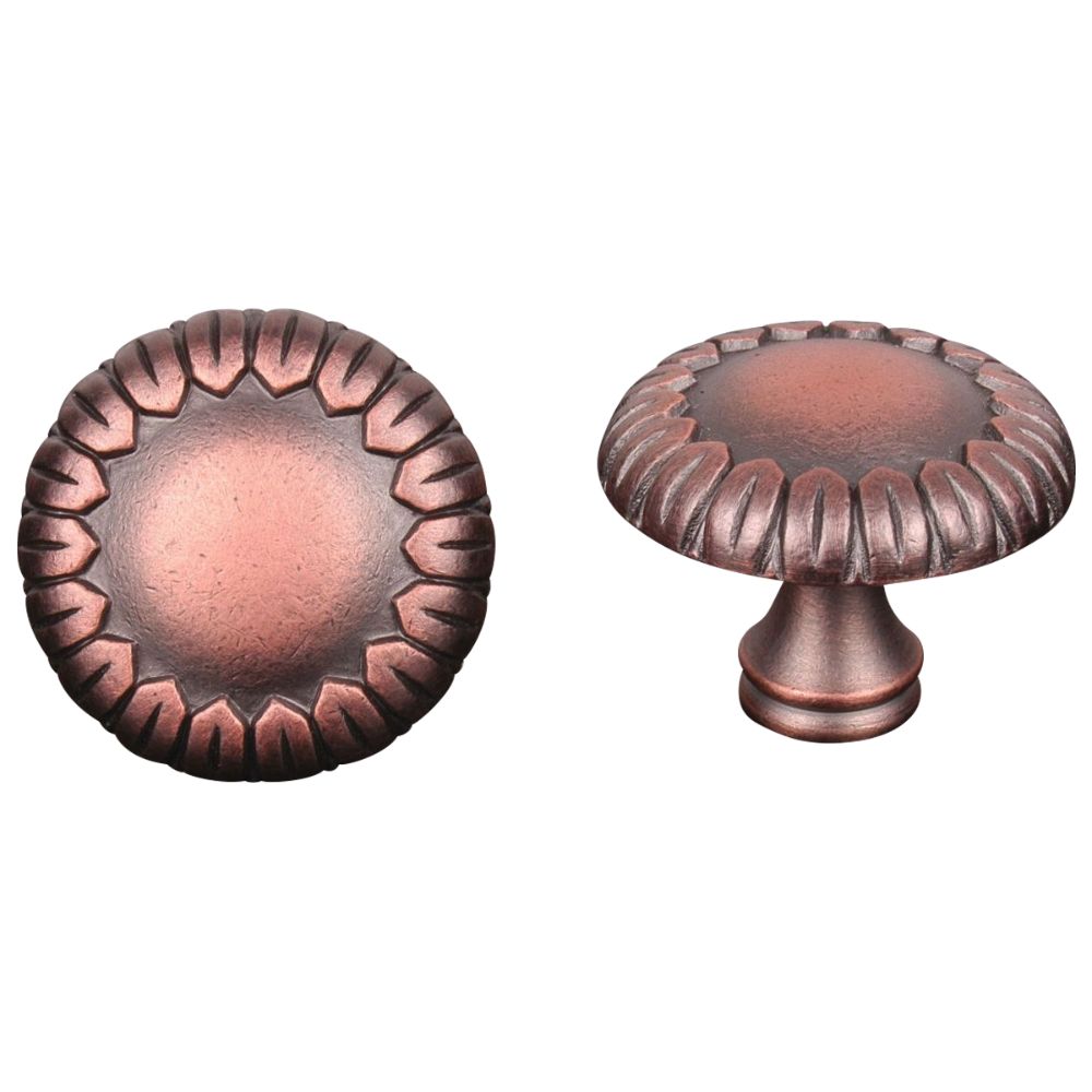 RK International CK 758 DC Contemporary Lined with Petals Cabinet Knob in Distressed Copper