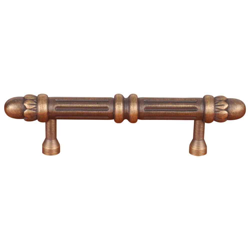 RK International CP 859 AE Cylinder Lined with Petals Cabinet Pull in Antique English