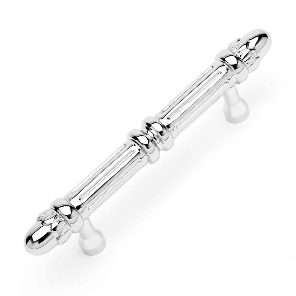 RK International CP 859 PN Cylinder Lined with Petals Cabinet Pull in Polished Nickel