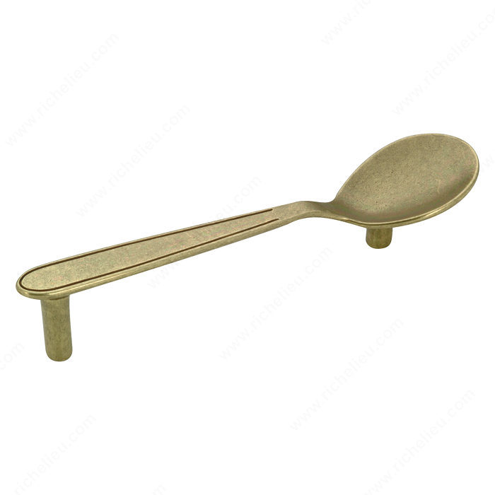 Richelieu Hardware BP0853BB Eclectic Metal Spoon Handle Pull in Burnished Brass