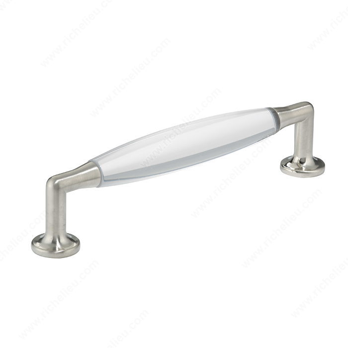 Richelieu Hardware BP68519511 Contemporary Metacryl Handle Pull - 685 in Brushed Nickel , Clear