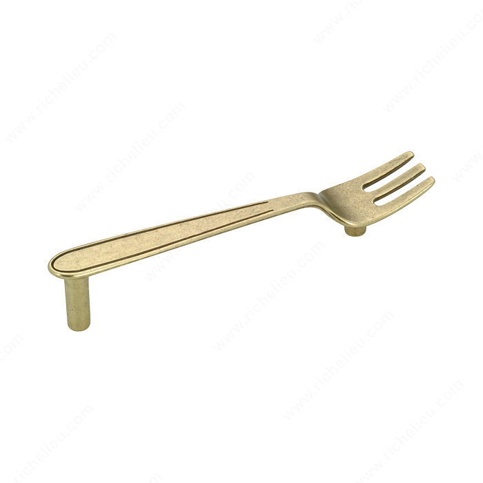 Richelieu Hardware BP0852BB Eclectic Metal Fork Handle Pull in Burnished Brass