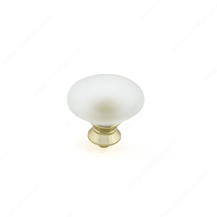 Richelieu Hardware 153013012 Classic Murano Glass Knob - 153 in Brass , Frosted Clear