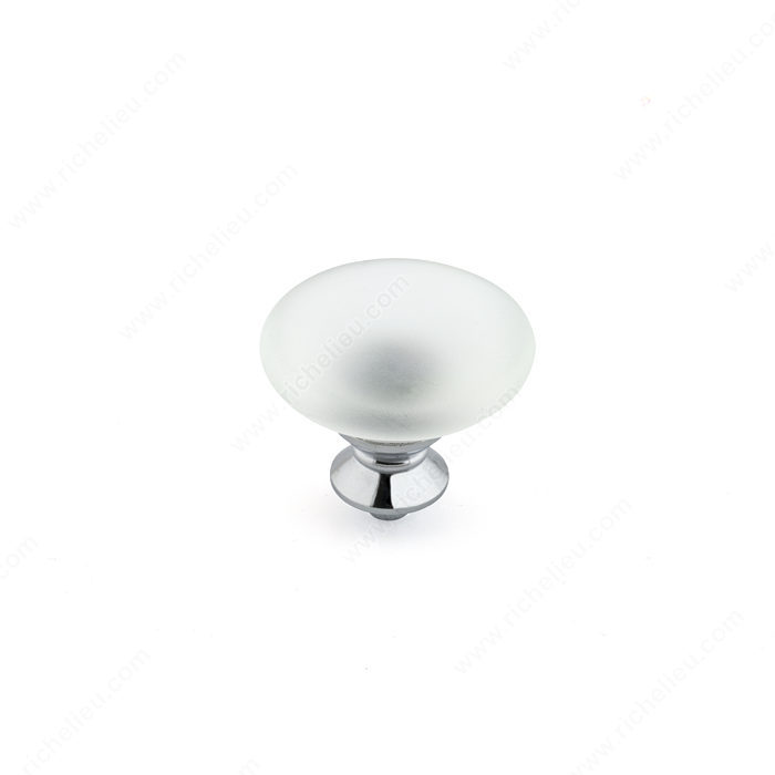 Richelieu Hardware 153014012 Classic Murano Glass Knob - 153 in Chrome , Frosted Clear