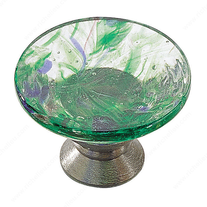 Richelieu Hardware 183014022 Classic Glass Knob - 183 in Chrome , Harlequin Green