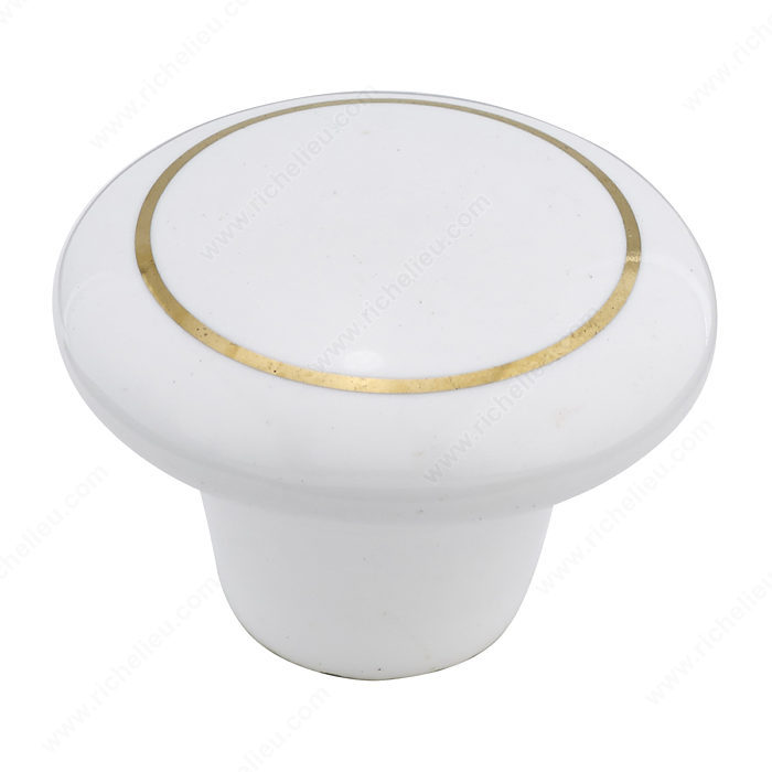 Richelieu Hardware BP14230130 Eclectic Ceramic Knob - 142 in White , Brass