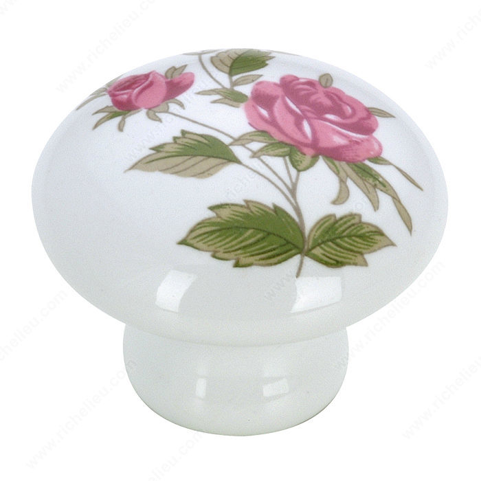 Richelieu Hardware BP33612363 Eclectic Ceramic Knob - 3361 in Pink Flowers