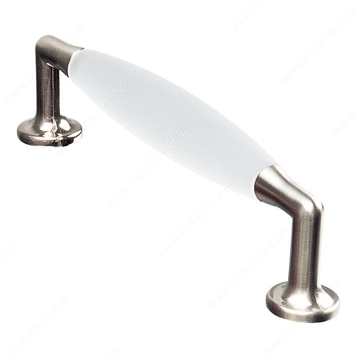 Richelieu Hardware BP68519512 Contemporary Metacryl Handle Pull - 685 in Brushed Nickel , Frosted Clear
