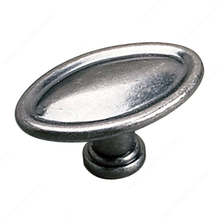 Richelieu Hardware 24463904 Povera Collection Classic Solid Oval Knob 29MM Simulated Iron Finish