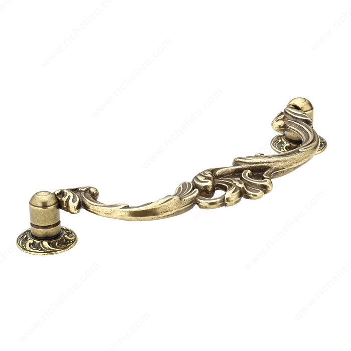 Richelieu Hardware BP3004108BB Louis XV Collection Solid Brass Drop Pull - 300 in Burnished Brass
