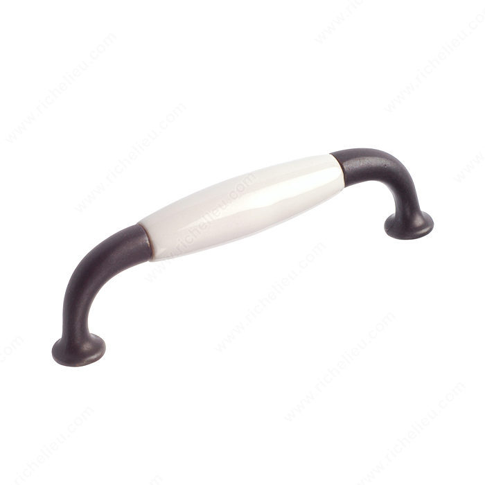 Richelieu Hardware BP970090730 Classic Metal & Ceramic Handle Pull - 9700 in Wrought Iron , White