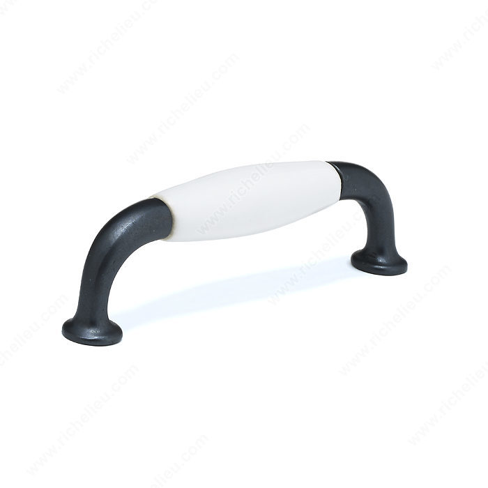 Richelieu Hardware BP970090630 Classic Metal & Ceramic Handle Pull - 9700 in Anthracite , White