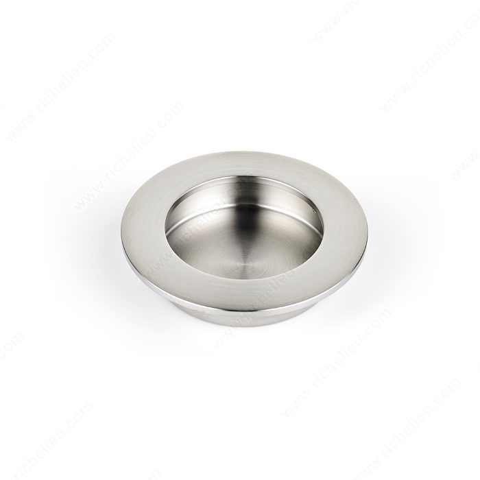 Richelieu Hardware 340279195 Contemporary Metal Recessed Pull 79MM Diameter Brushed Nickel Finish