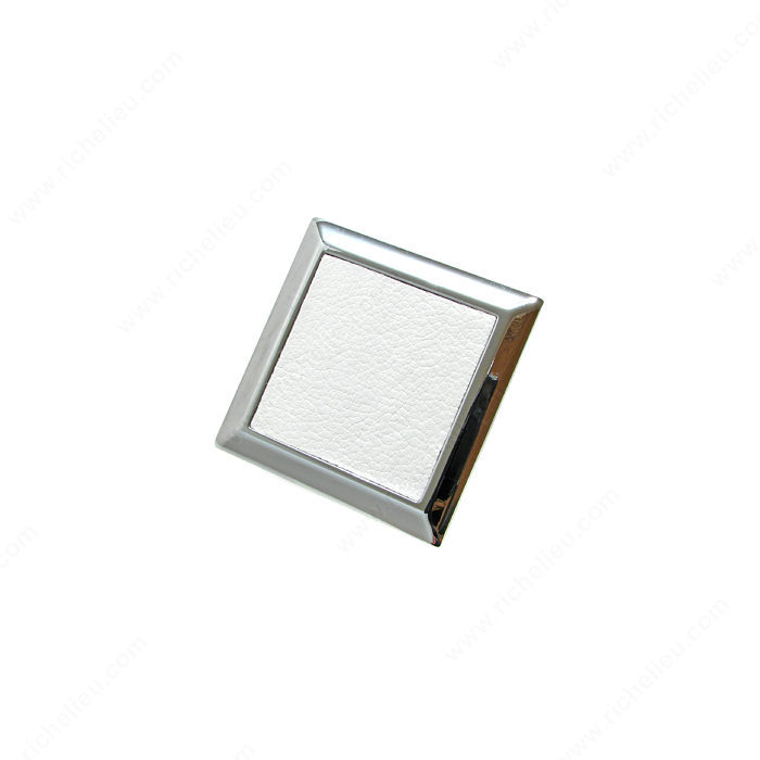 Richelieu Hardware 5736014030 Contemporary Leather & Metal Knob in Chrome , White