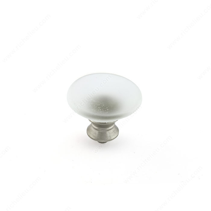 Richelieu Hardware 153019512 Classic Murano Glass Knob - 153 in Brushed Nickel , Frosted Clear
