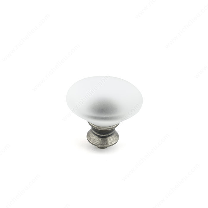 Richelieu Hardware 153014212 Classic Murano Glass Knob - 153 in Pewter , Frosted Clear