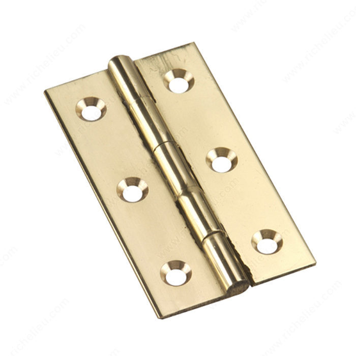 Richelieu Hardware 594Sbr Solid Brass Brass Narrow Butt Hinge 2-1/2 Inch X1-3/8 Inch Bright Brass Finish