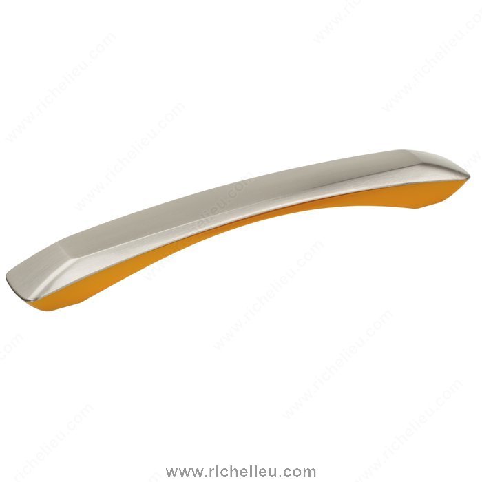 Richelieu Hardware 66119219507 Contemporary Metal and Plastic Pull  -  6611  - Brushed Nickel; Orange