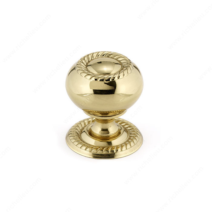 Richelieu Hardware Bp86060130 Classic Metal Rope Deco Knob With Backplate 32MM Brass Finish
