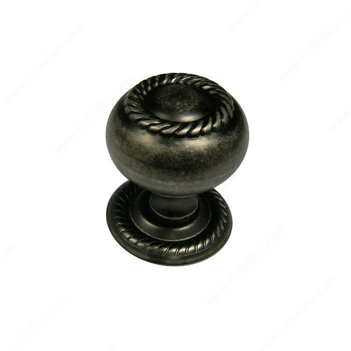 Richelieu Hardware Bp86060142 Classic Metal Rope Deco Knob With Backplate 32MM Pewter Finish