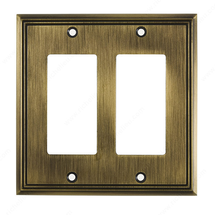 Richelieu Hardware Bp8511Ae Contemporary Decorative Switch Plate 2 Toggle 123X123MM Antique English Finish