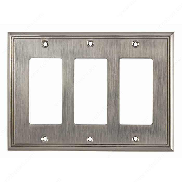 Richelieu Hardware Bp85111195 Contemporary Decorative Switch Plate 3 Toggle 172X123MM Brushed Nickel Finish
