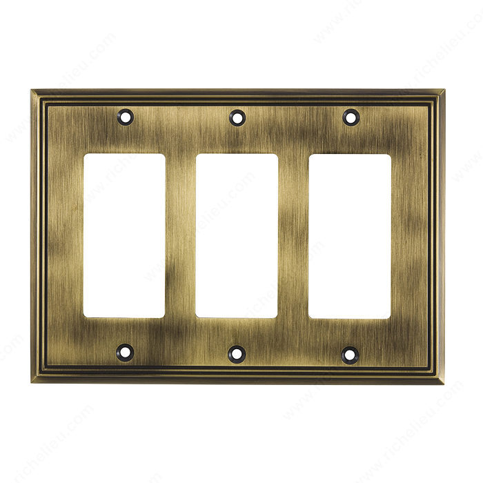 Richelieu Hardware Bp85111Ae Contemporary Decorative Switch Plate 3 Toggle 172X123MM Antique English Finish
