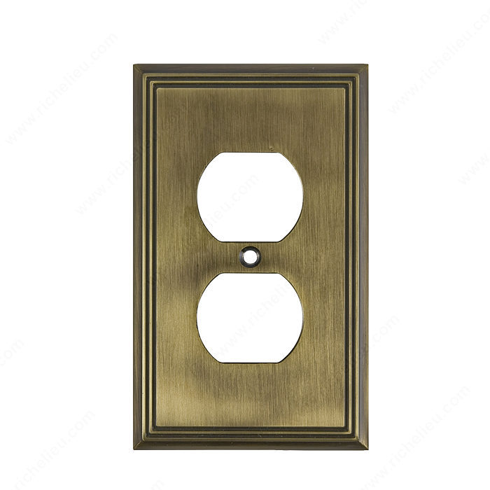 Richelieu Hardware Bp852Ae Contemporary Decorative Double Receptacle Wall Plate 125X77MM Antique English Finish