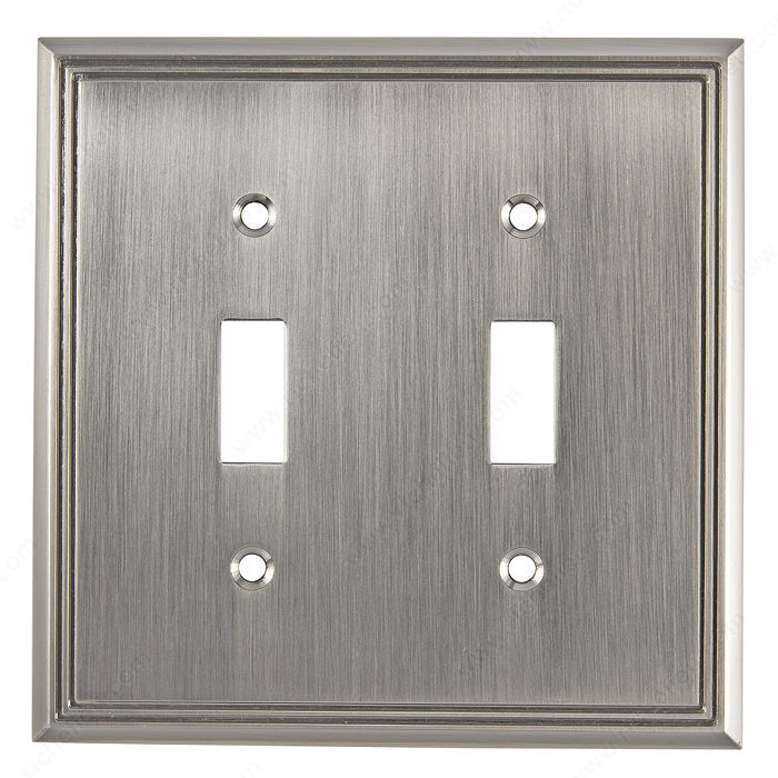 Richelieu Hardware Bp8533195 Contemporary Decorative Switch Plate 2 Toggle 123X123MM Brushed Nickel Finish