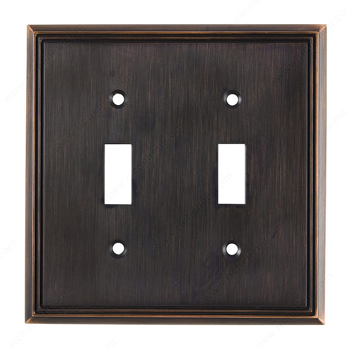 Richelieu Hardware Bp8533Borb Contemporary Decorative Switch Plate 2 Toggle 123X123MM Burnished Oil Rubbed Bronze Finish