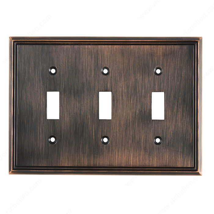 Richelieu Hardware Bp85333Borb Contemporary Decorative Switch Plate 3 Toggle 172X123MM Burnished Oil Rubbed Bronze Finish
