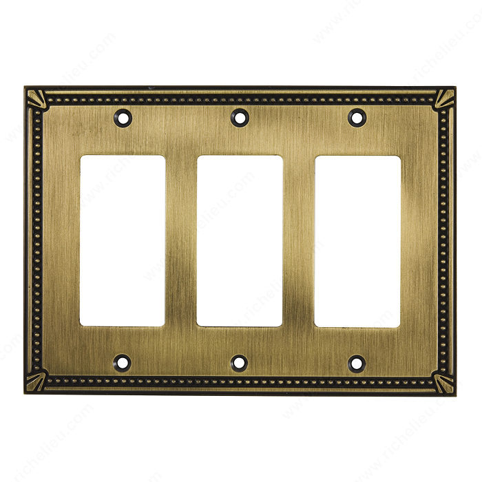 Richelieu Hardware Bp86111Ae Contemporary Decorative Switch Plate 172X123MM 3 Toggle Antique English Finish