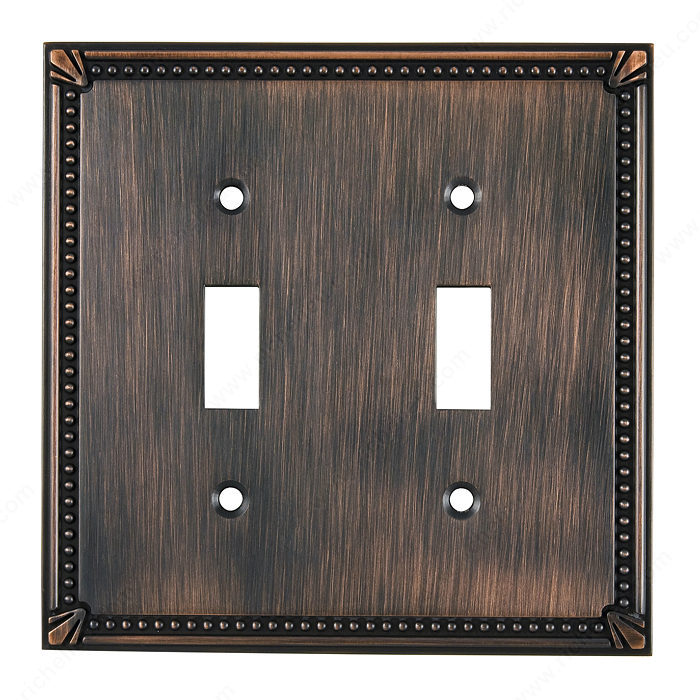 Richelieu Hardware Bp8633Borb Traditional Metal Switch Plate 2 Toggle 123X123MM Burnished Oil Rubbed Bronze Finish
