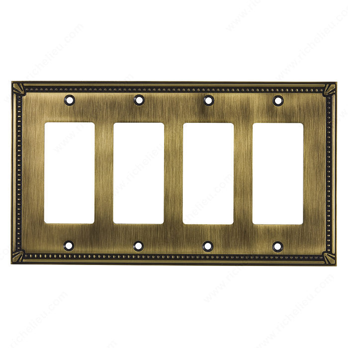 Richelieu Hardware Bp861111Ae Contemporary Decorative Switch Plate 4 Toggle 218X123MM Antique English Finish