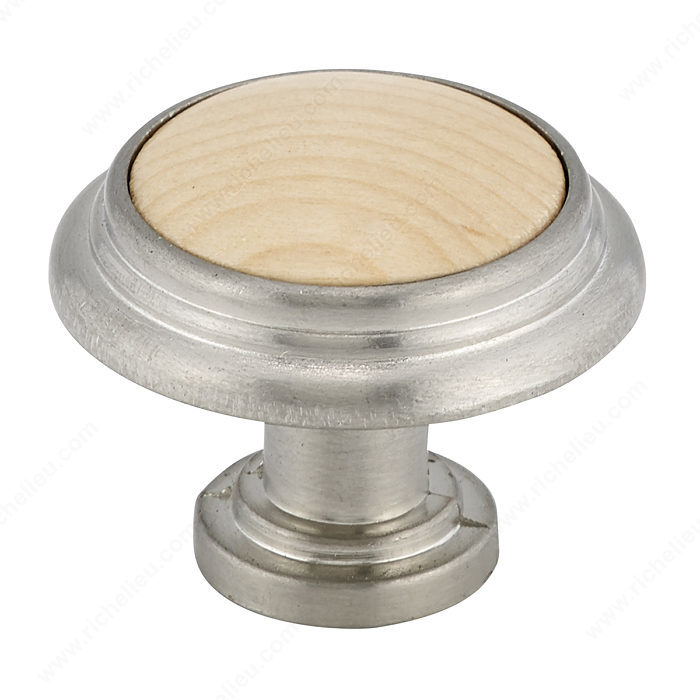Richelieu Hardware BP420195151 Classic Metal & Wood Knob - 420 in Brushed Nickel , Maple, Natural Finish
