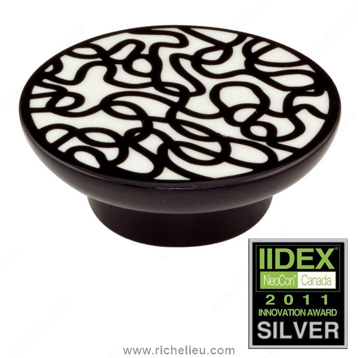 Richelieu Hardware 2042803090 Porcelain Knob  -  2042  - Black; White