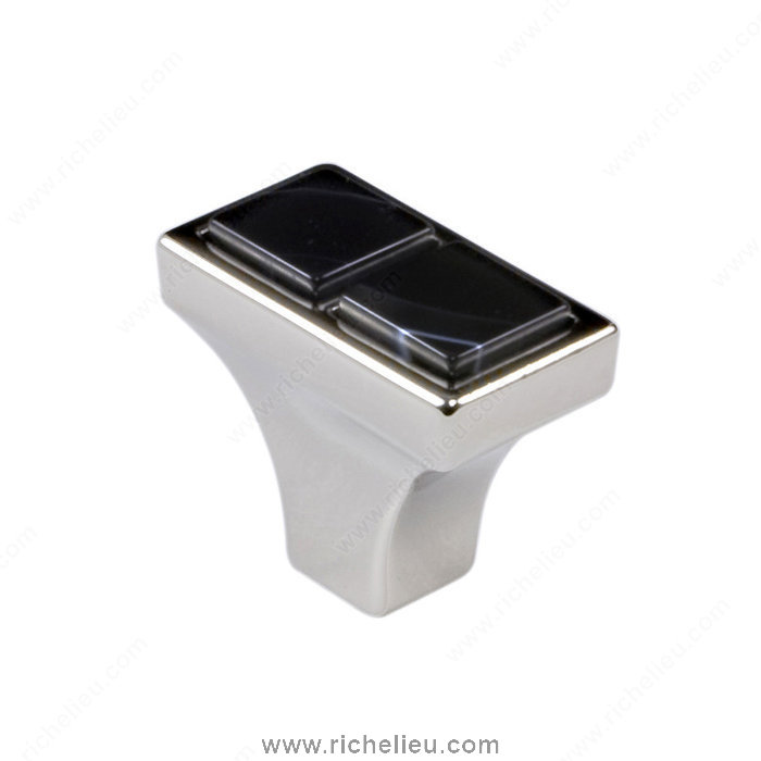 Richelieu Hardware 302426180ONY Precious Materials Collection Knob  -  30242  - Black; Polished Nickel