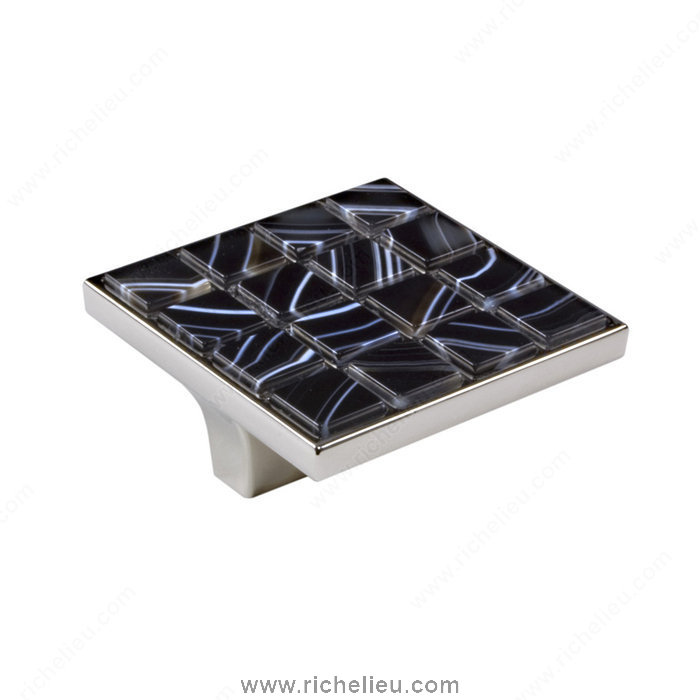 Richelieu Hardware 302452180ONY Precious Materials Collection Knob  -  30245  - Black; Polished Nickel